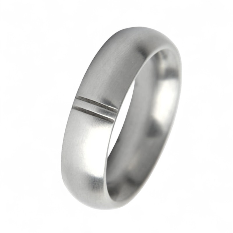 Ernstes Design Unisex Ring, Edelstahl, Rillen, Silber, Größe 62