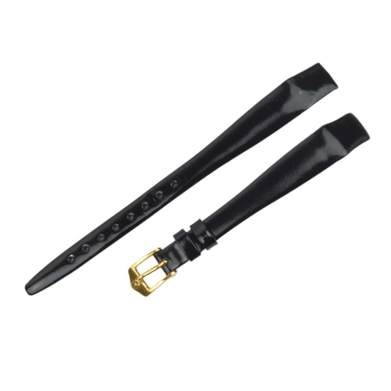 Schmidt Lederband für Damen, Lackleder schwarz, 12mm Anstoßbreite, zum Kleben