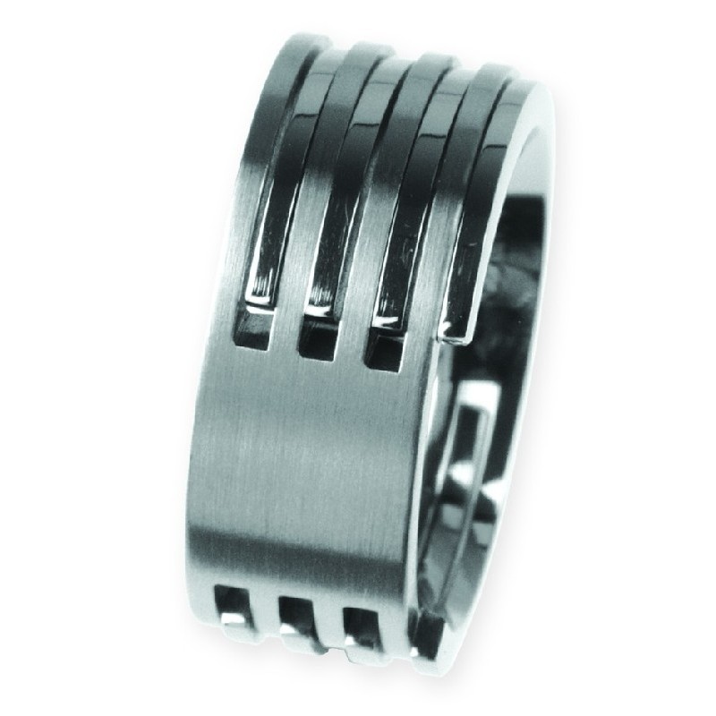 Ernstes Design Damenring, Zweiteilig, Edelstahl Silber, Größe 54