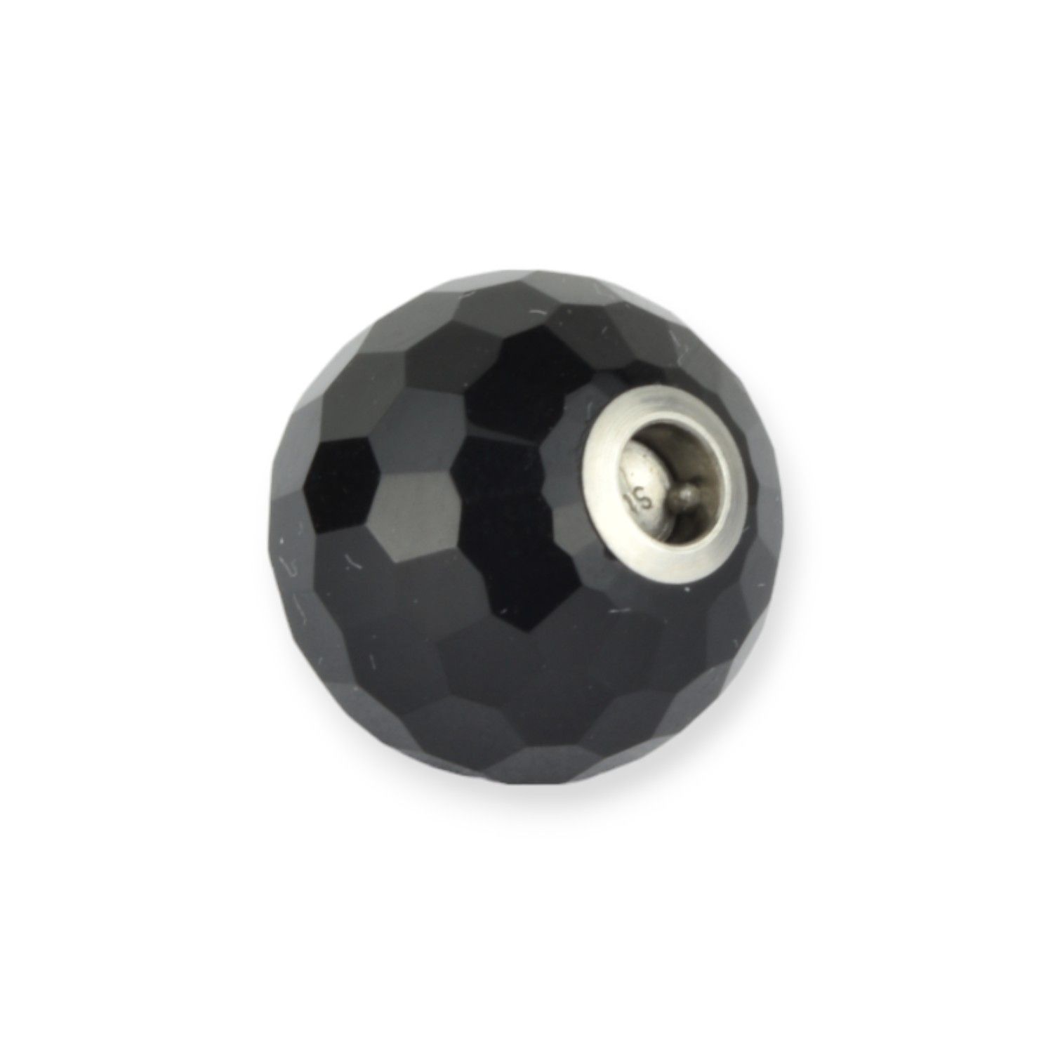 Schmidt Wechselschließe für Damen mit facettiertem Onyx, Ø 12mm, Edelstahl, schwarz-silberfarben, für Kette