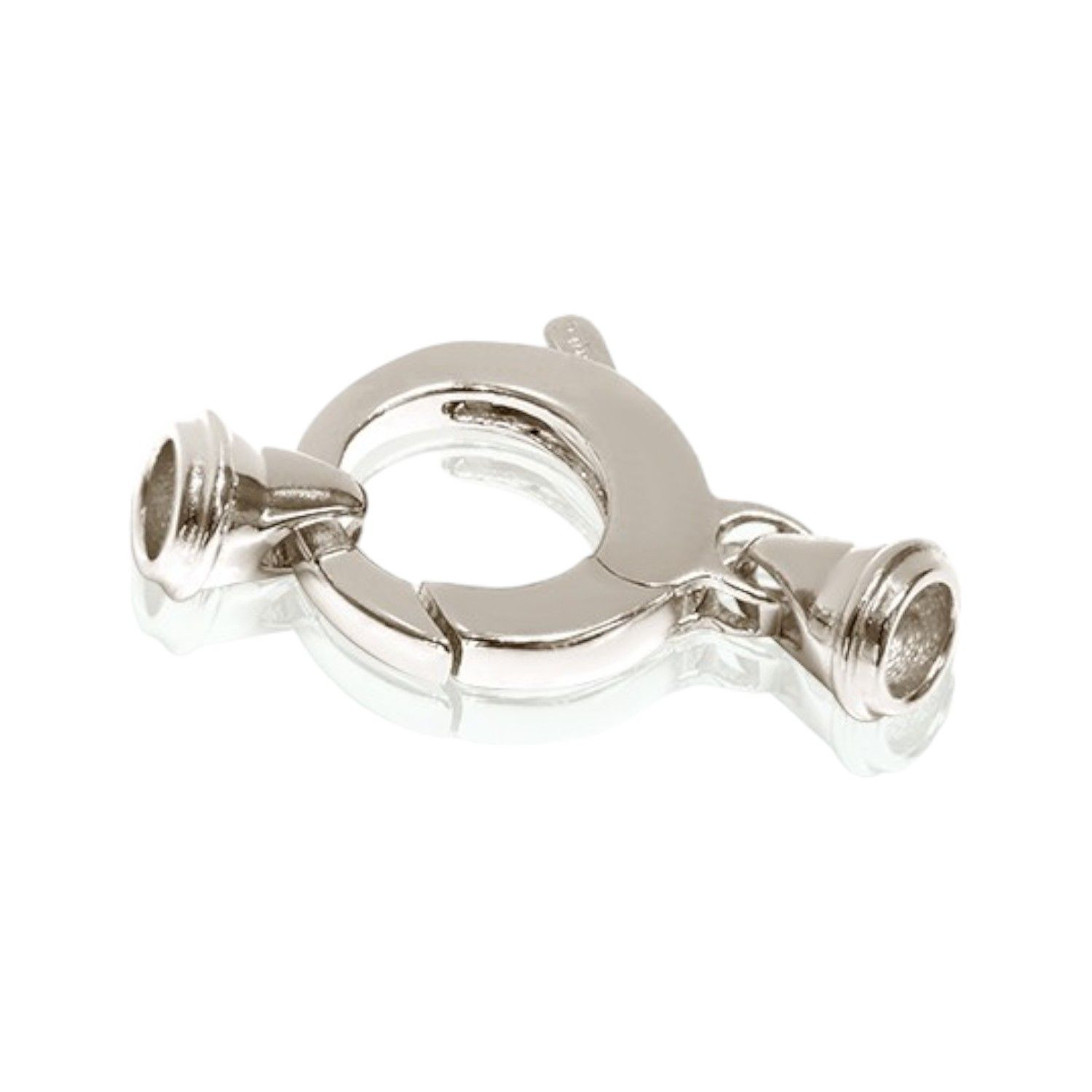 Schmidt Perlschließe Karabiner aus rhodiniertem 925 Silber für Damen, Ø ca. 11mm, silberfarben