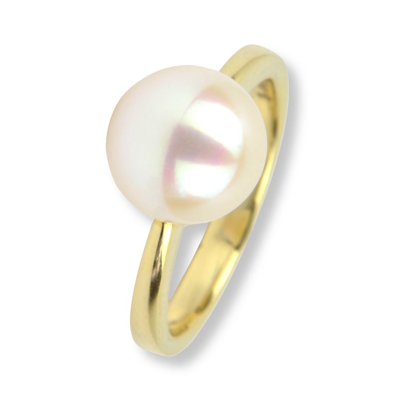 Schmidt Ring mit 10mm Süßwasserperle aus 585er Gelbgold für Damen, goldfarben, Größe 53