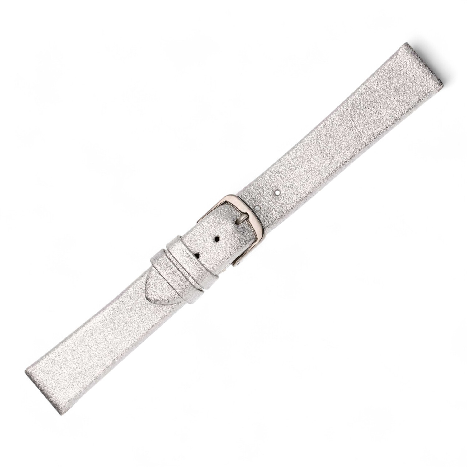 Schmidt DESIGN I Uhrenarmband aus silbernem Leder für Herren und Damen, 18mm breit, 2mm dick