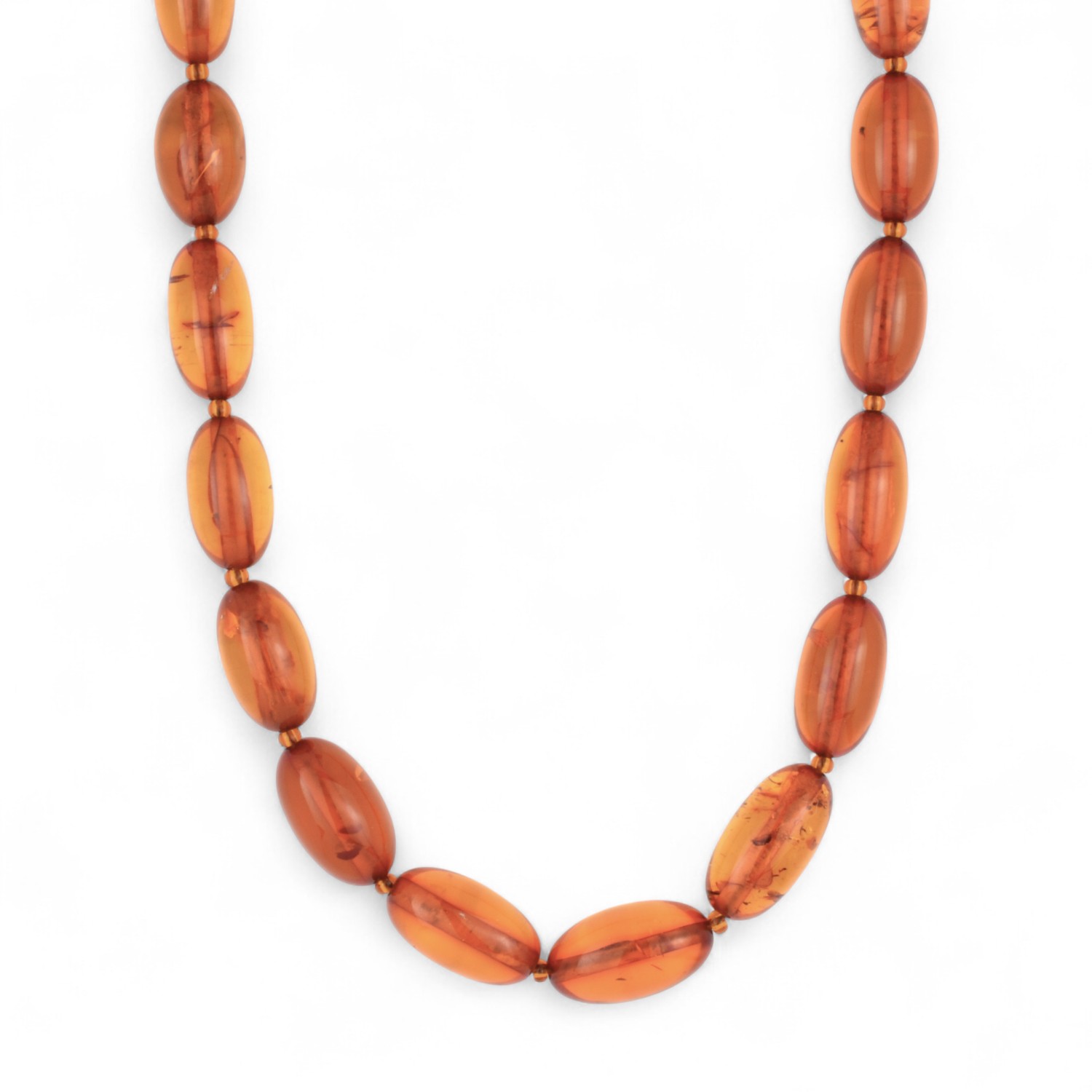 Schmidt Damen Kette mit Natur Bernstein, 46cm, 925 Silber vergoldet, braun-goldfarben, 7,8mm