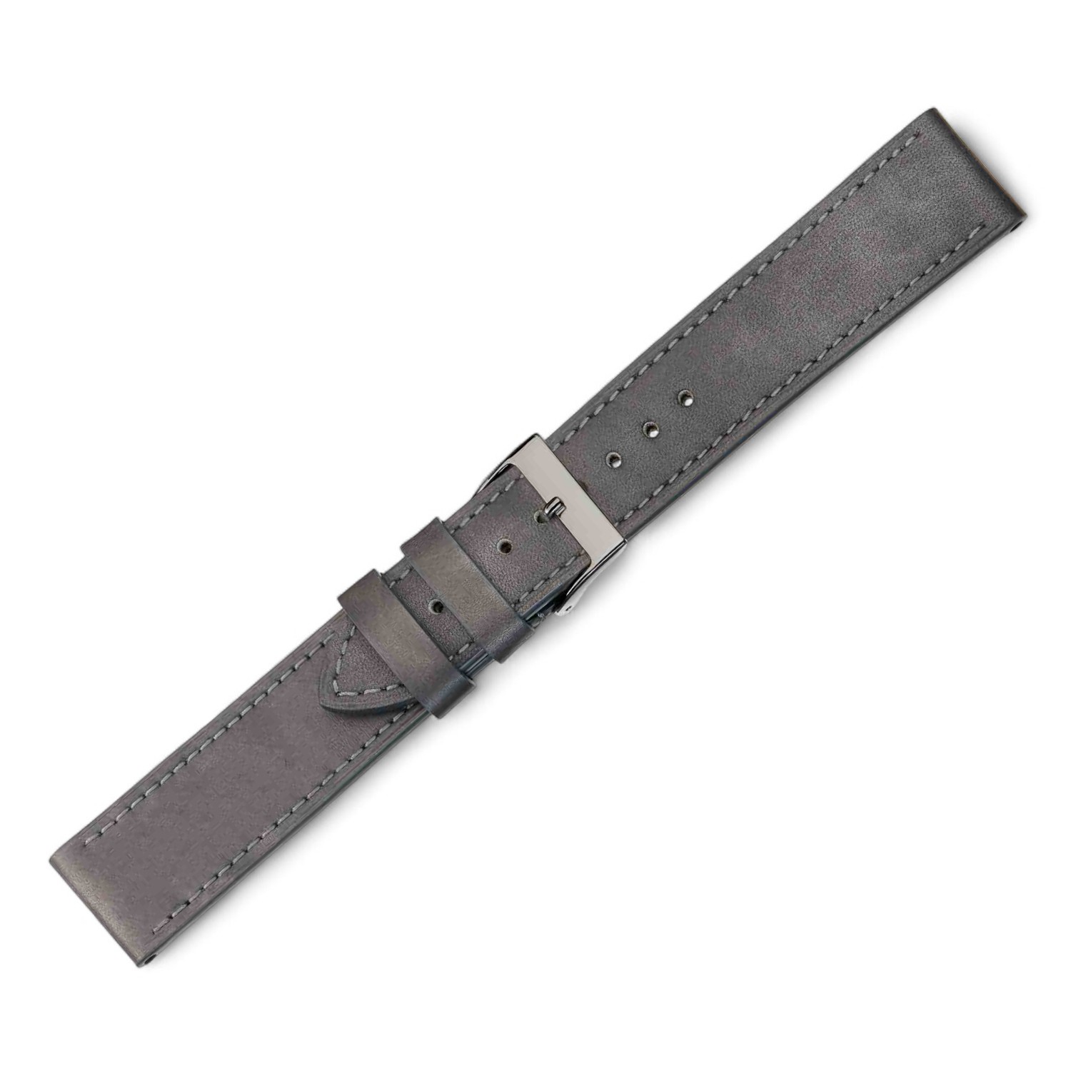 Schmidt Siena grau Leder Uhrenarmband 20mm für Damen, Herren und Kinder mit silberner Schließe