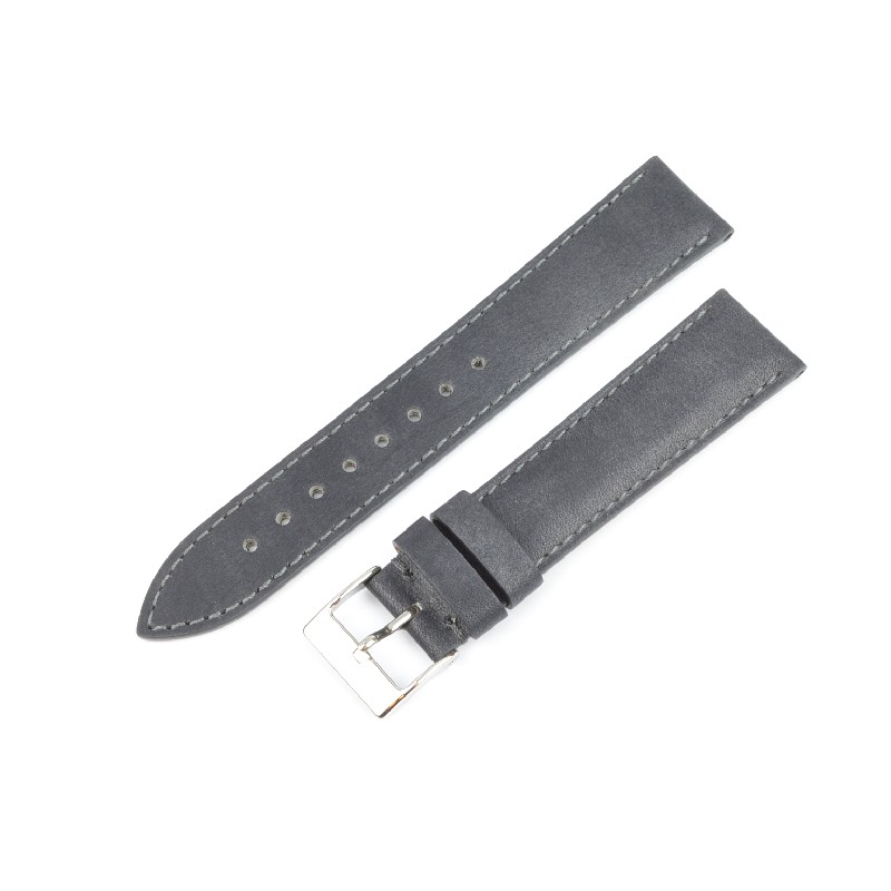 Schmidt Uhrenarmband Florenz, Leder, grau 18mm, Schließe silber, Unisex