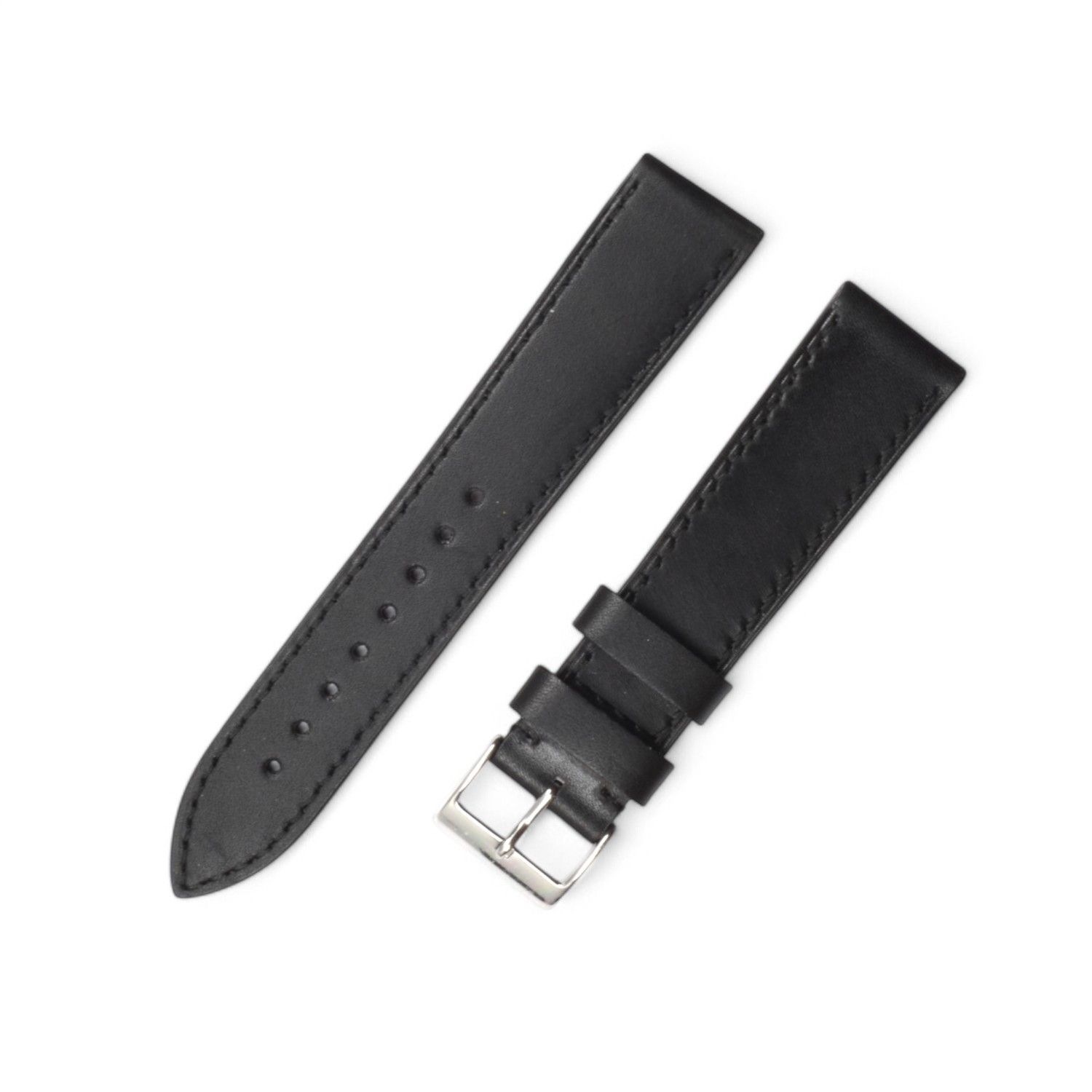 Schmidt Siena Uhrenarmband aus Leder, 18mm Anstoß, Schwarz mit Silberschließe