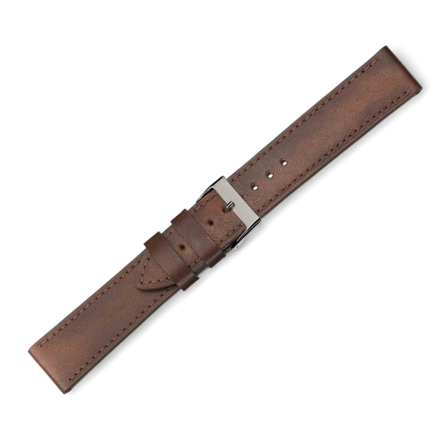 Schmidt Siena Maroni Uhrenarmband aus braunem Leder für Damen, Herren und Kinder, 22mm breit, silberne