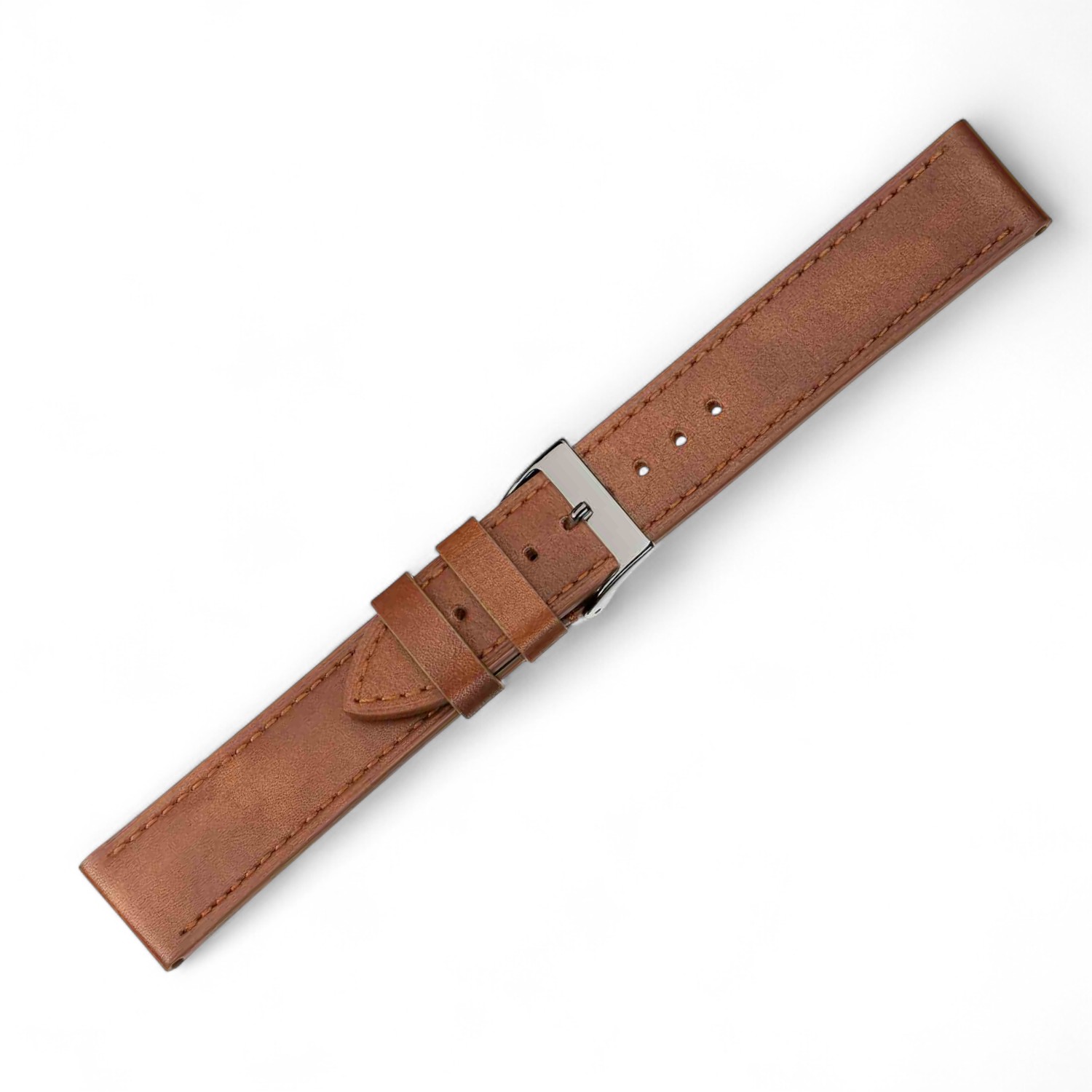 Schmidt Siena crema Uhrenarmband aus braunem Leder für Damen, Herren und Kinder, 22mm breit, silberne Schließe