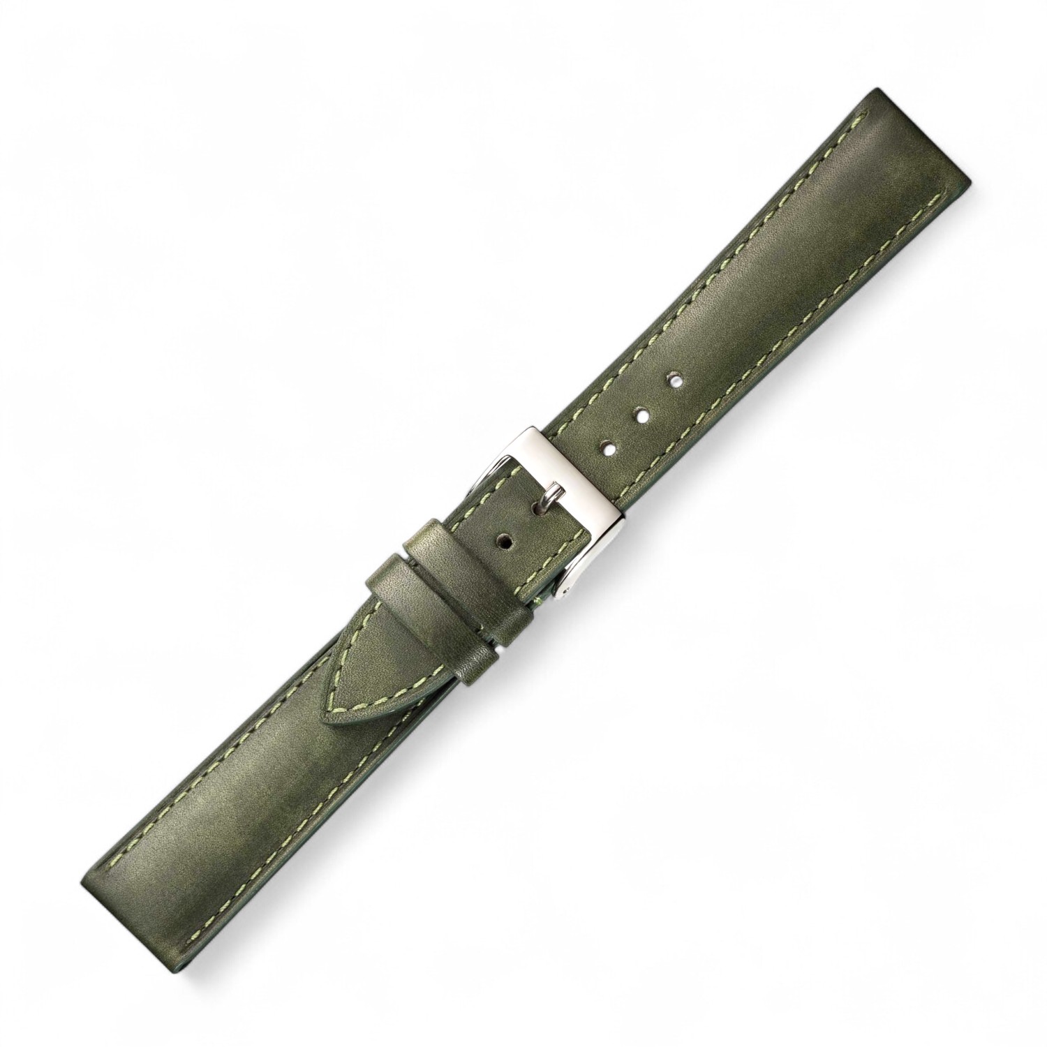 Schmidt Band Florenz Moos aus weichem grünen Rindleder, 20mm für Herren und Damen, leicht gepolstert, genäht
