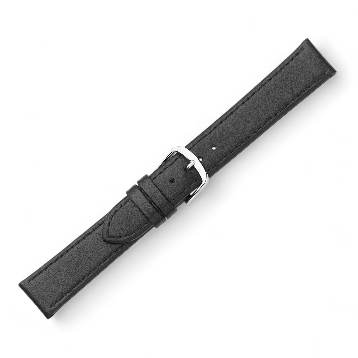 Schmidt Elegance XL Damen Uhrenarmband aus schwarzem Leder, 12mm Anstoßbreite, 2mm Dicke, XL Länge