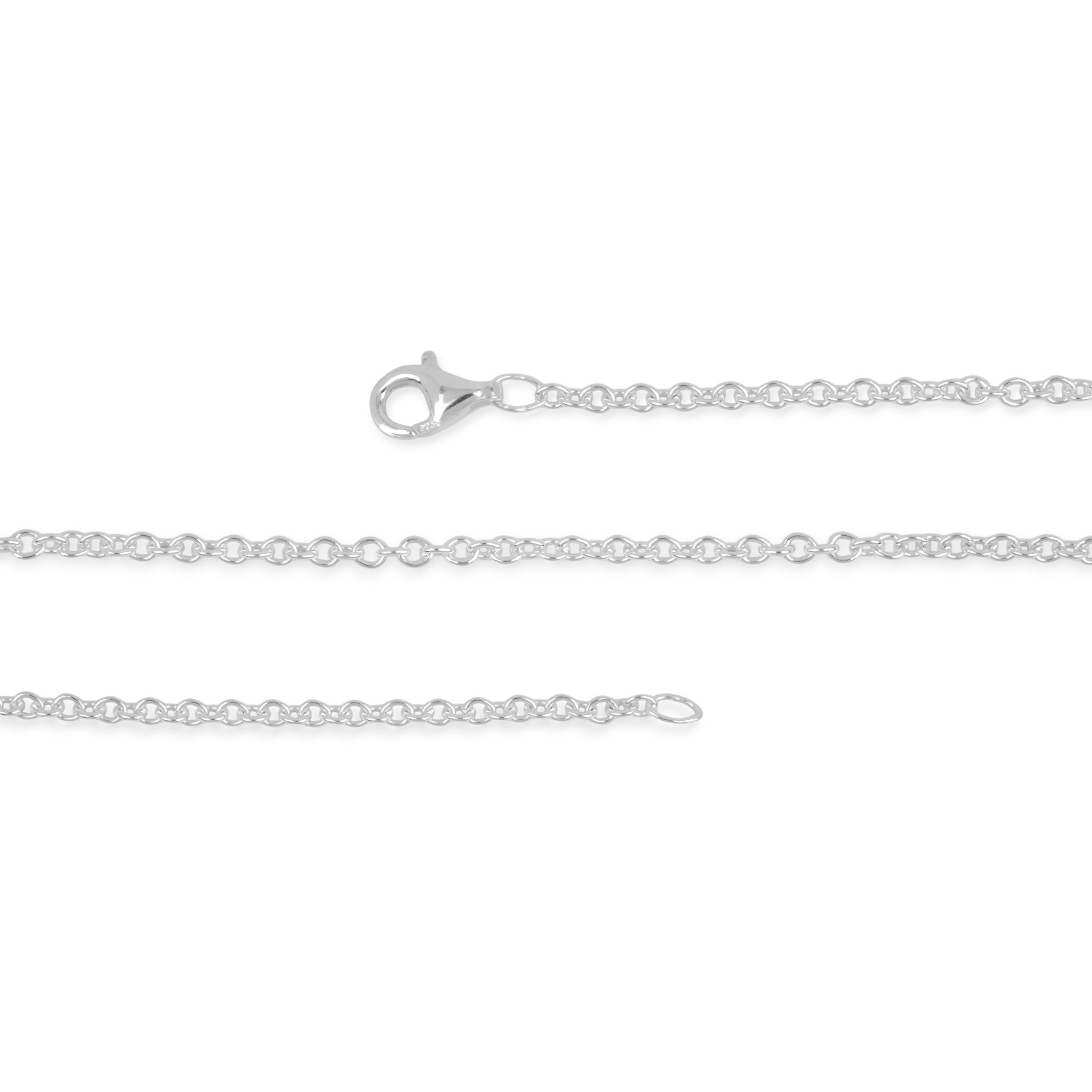 Schmidt Kette Anker rund 925 Silber 60 cm für Herren und Damen mit Federring, 2 mm stark, silberfarben