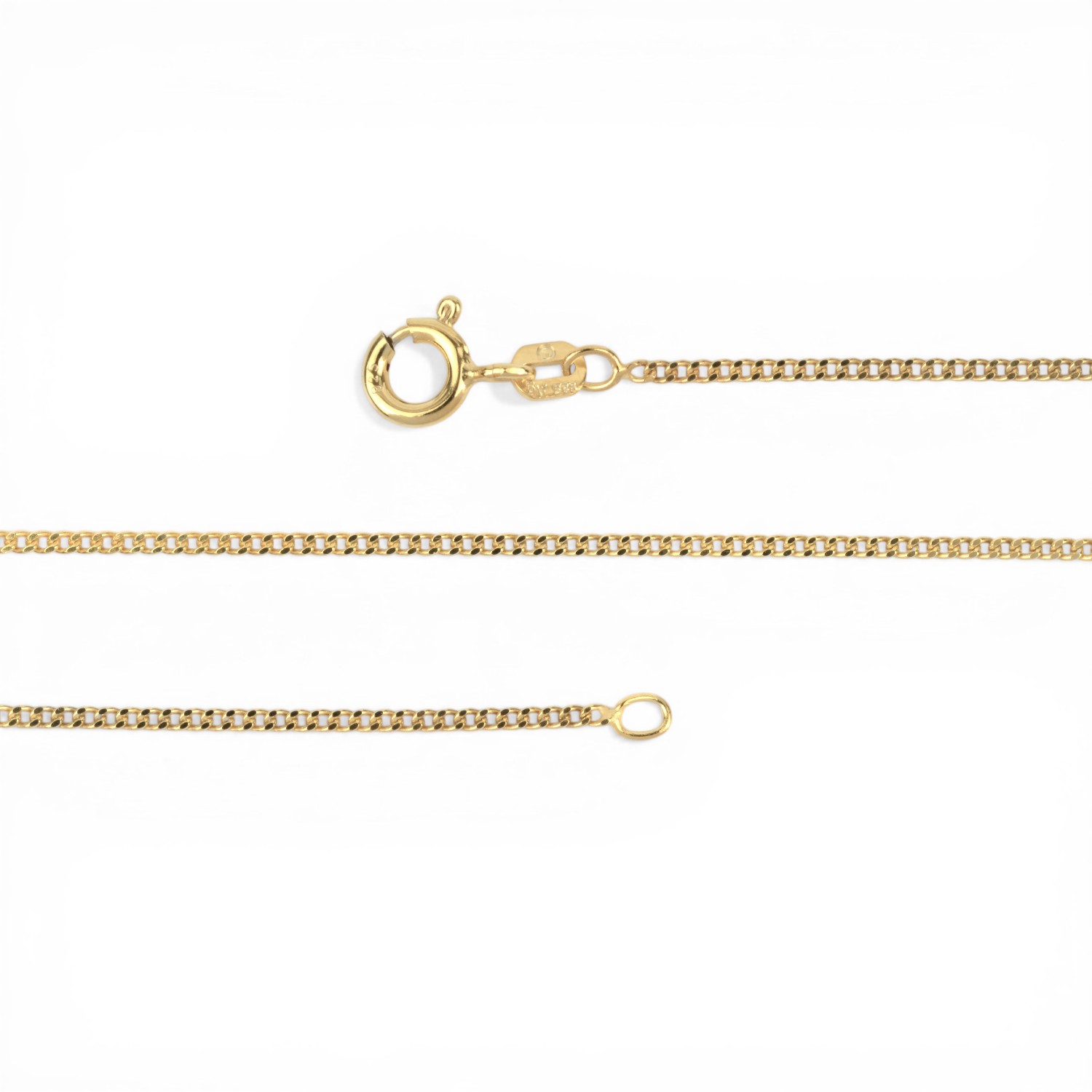 Schmidt Kette Panzer vergoldet 925 Silber 50cm für Damen & Kinder, 1,4mm breit, 2-fach diamantiert, goldfarben