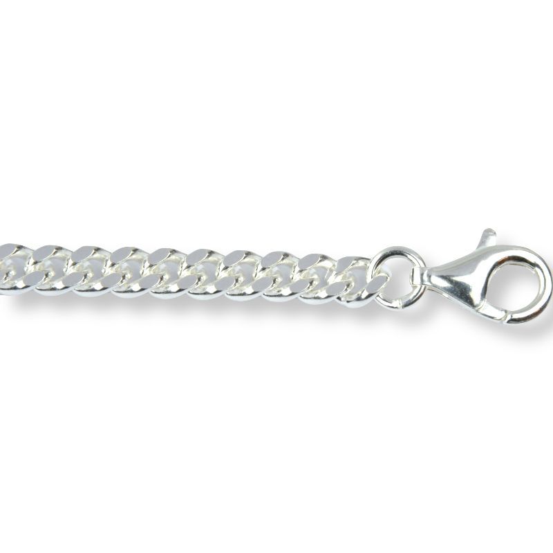 Schmidt Kette Flachpanzer Silber 925, Karabinerverschluss, 55cm Unisex - Silber