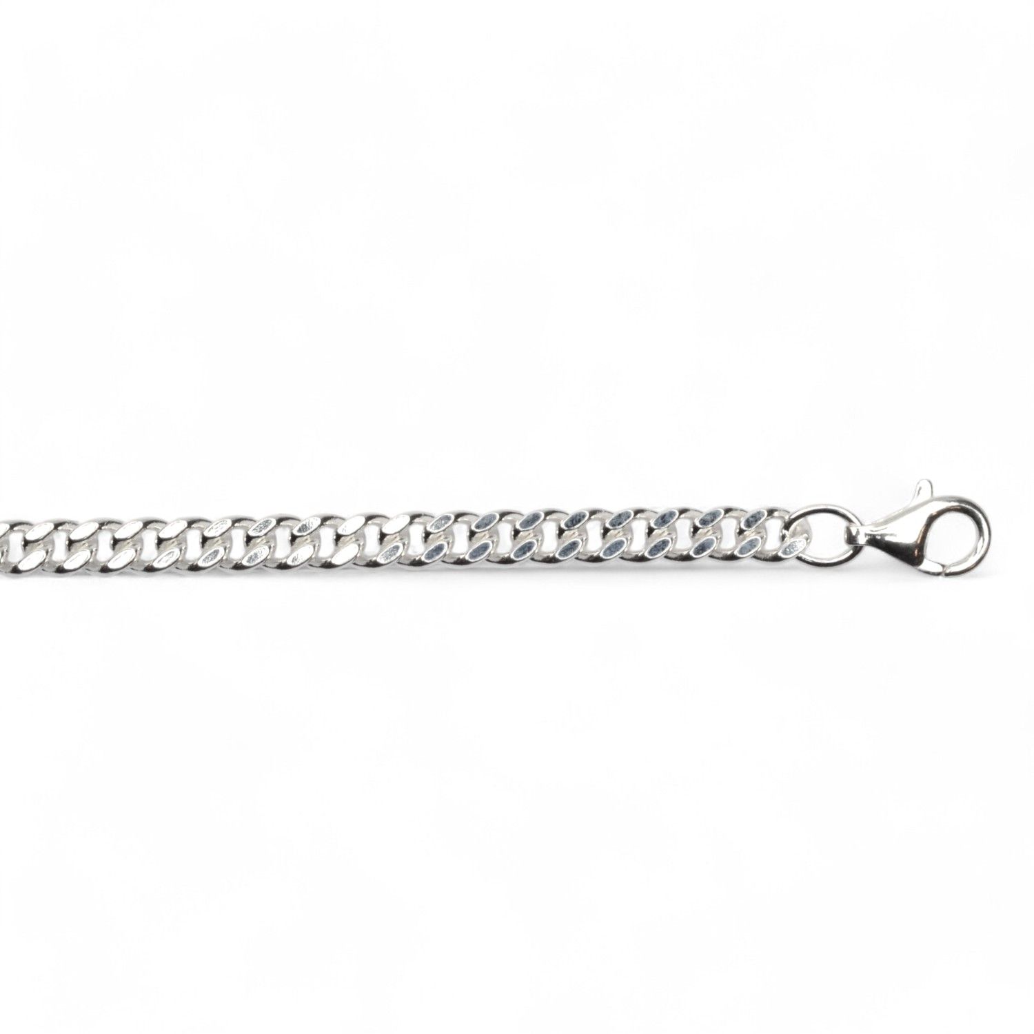 Schmidt Flachpanzer Armband aus 925 Silber für Herren und Damen, 21cm mit Karabinerverschluss, silberfarben