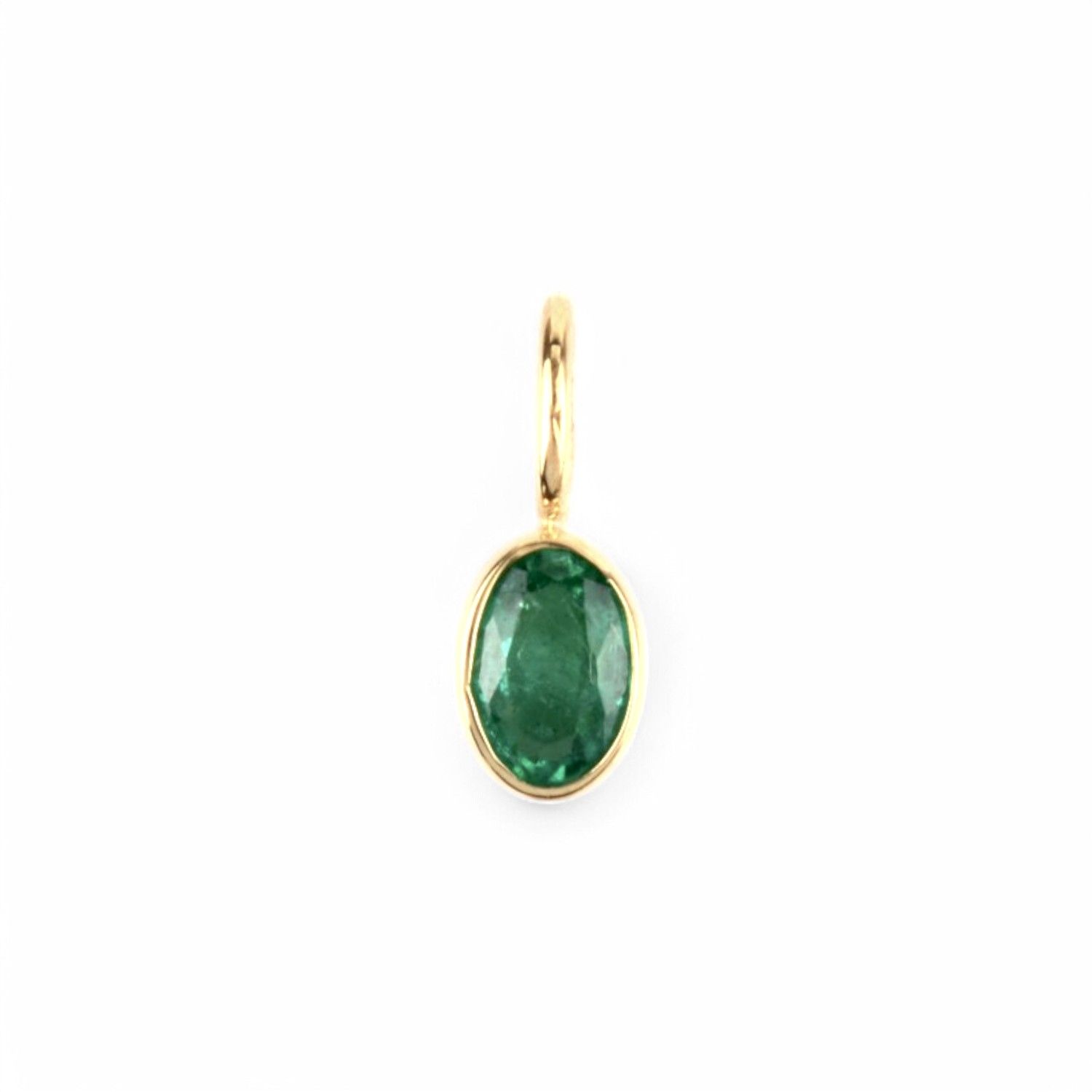 Schmidt Damen Anhänger aus 585 Gold mit Smaragd, goldfarben und grün, Größe 4,7x6,6mm