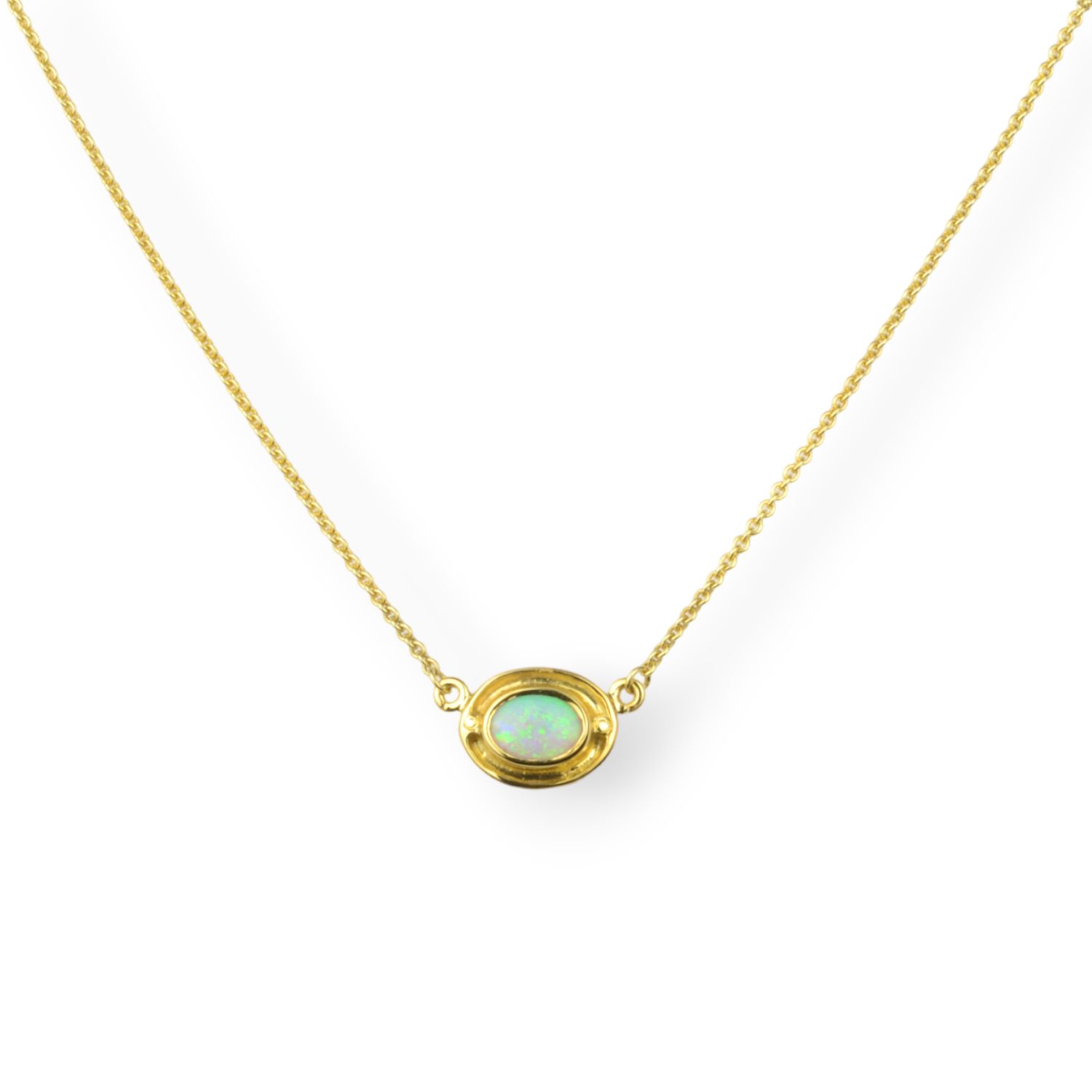 Schmidt Collier mit Opal in 585 Gelbgold für Damen, 45/47 cm, goldfarben mit grünem Steinbesatz