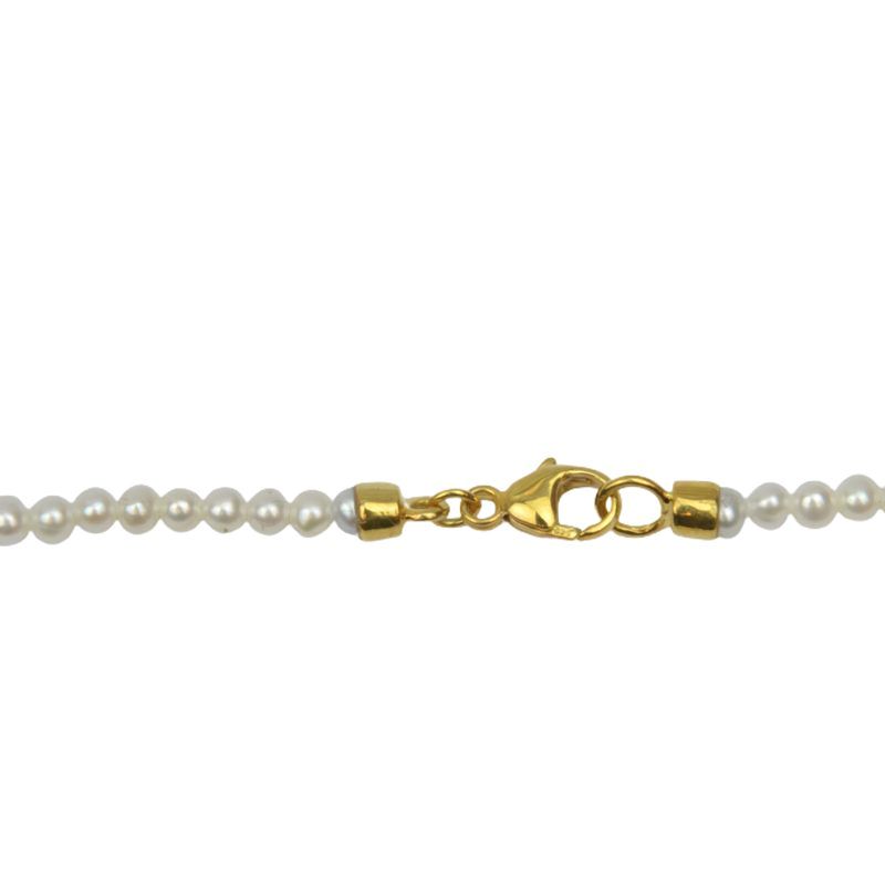 Schmidt Perlenkette 45cm mit Gold-Karabiner, Süsswasser-Perlen, Damen, goldfarben, Ø 3mm