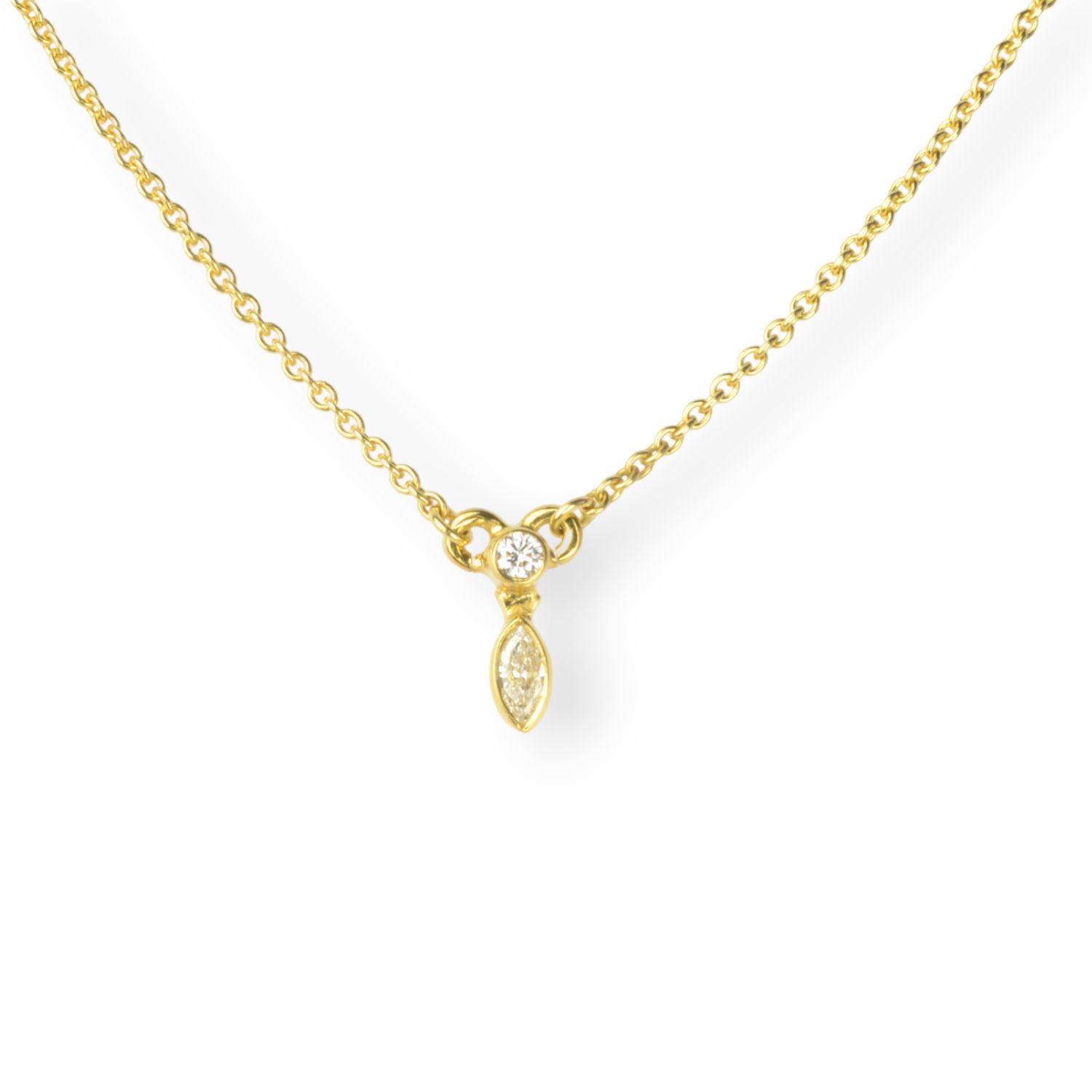 Schmidt Damen Kette aus 585 Gelbgold mit Diamant Navette und Brillant, 43/45 cm, 0,09 ct, Top Wesselton