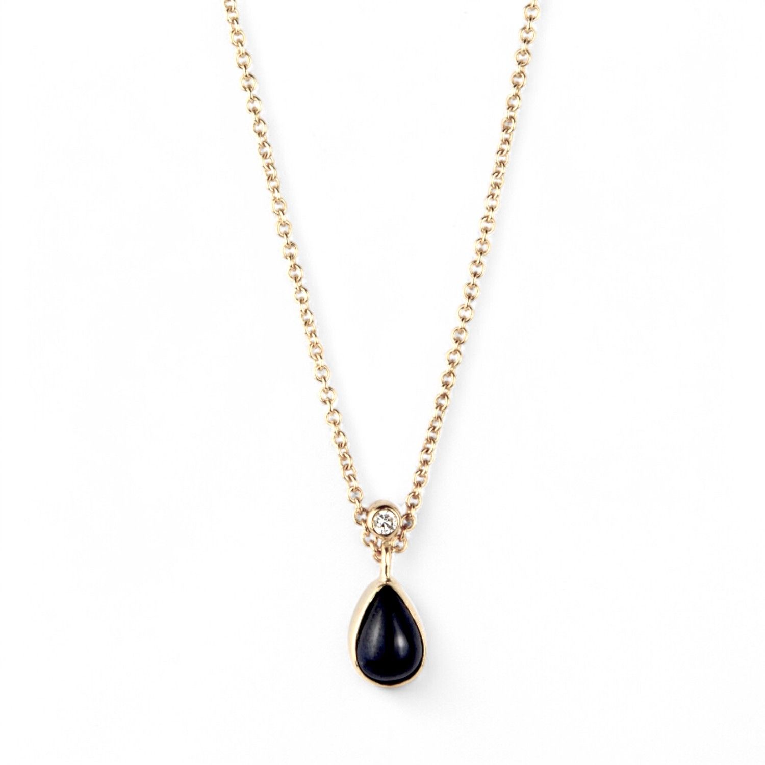 Schmidt Damen Kette mit goldfarbenem Anhänger, Saphir & Brillant, 585 Gold, 0,06ct, 13,2x5,6mm