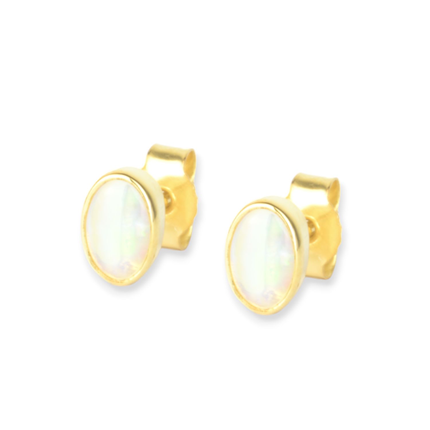 Schmidt Ohrstecker oval aus 585 Gelbgold mit Opalen für Damen, 4,5x6,5mm, eleganter Ohrschmuck