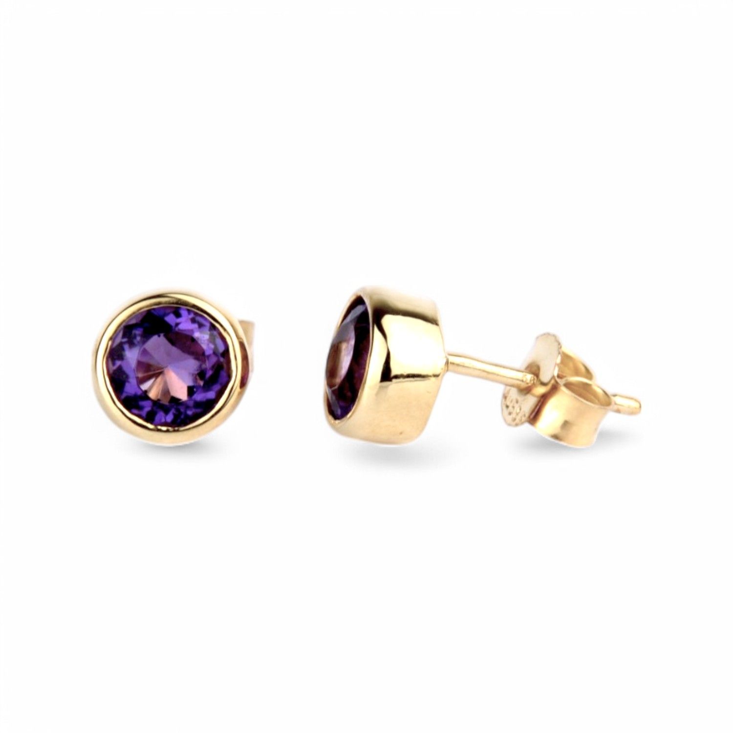 Schmidt Ohrstecker 585 Gold 7mm mit Amethyst für Damen, gold/violett