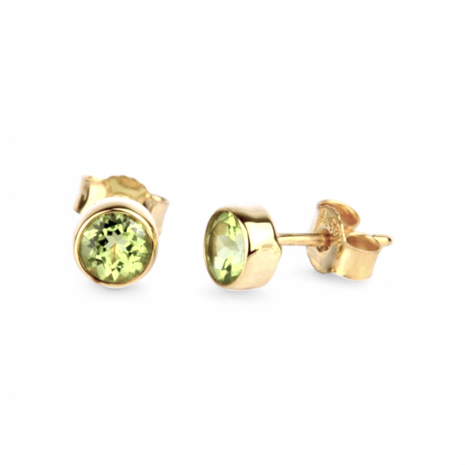 Schmidt Ohrstecker Damen 585 Gold mit Peridot Ø 5,6mm - eleganter Ohrschmuck in goldfarben und grün