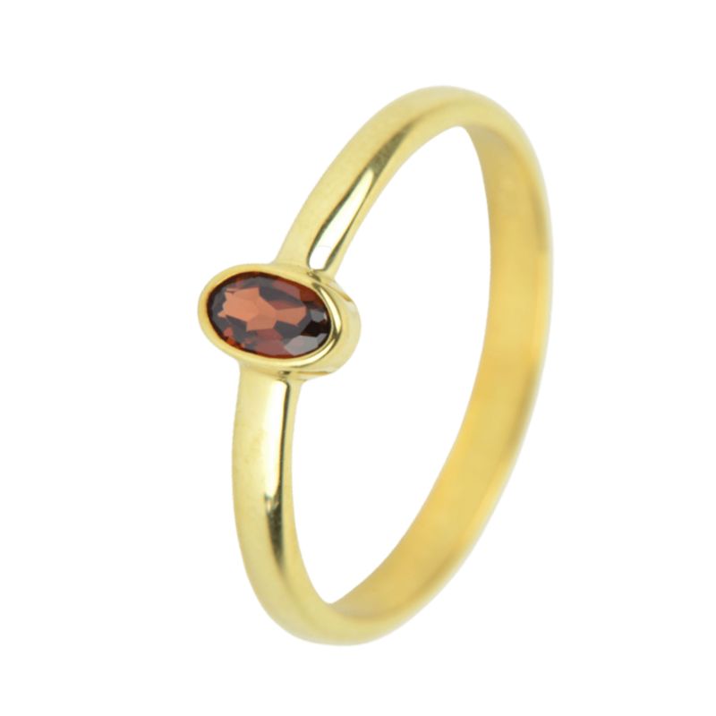 Schmidt Damenring aus 585 Gold mit Granat, goldfarben und rot, Größe 55, eleganter Schmuck für besondere