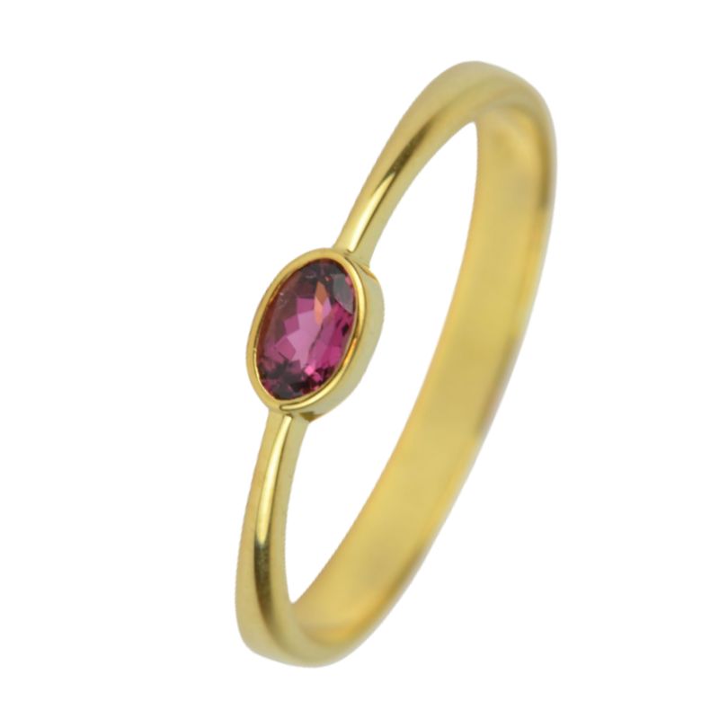 Schmidt Damenring aus 585 Gold mit Rubellit, ca. 3,5 mm breit, in goldfarben und rot, Ringgröße 54