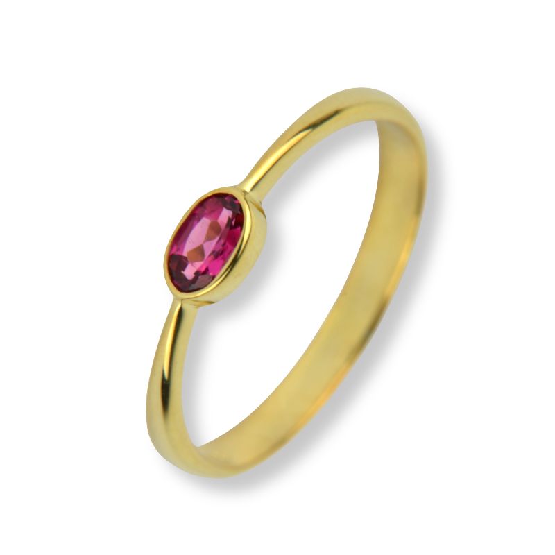 Schmidt Damenring aus 585 Gold mit Rubellit, ca. 3,5 mm breit, in Gold und Rot, Ringgröße 56