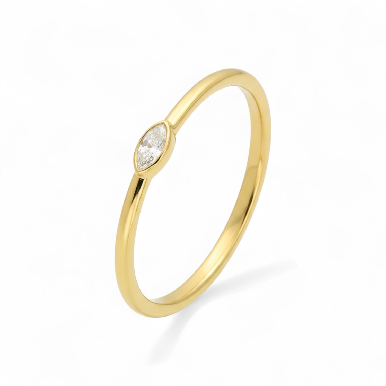 Schmidt Damen Verlobungsring mit 0,07 ct Navette-Diamant in 585 Gold, goldfarben, ca. 2,5 mm breit