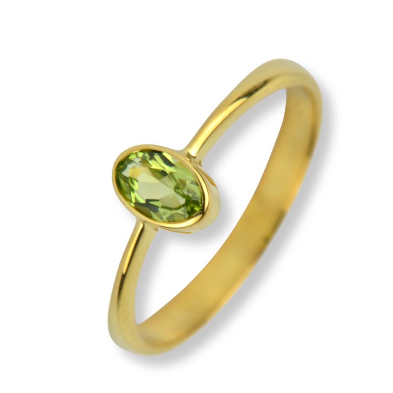 Schmidt Damenring aus 585 Gold mit Peridot, goldfarben, Größe 54, Fassung ca. 5x7mm