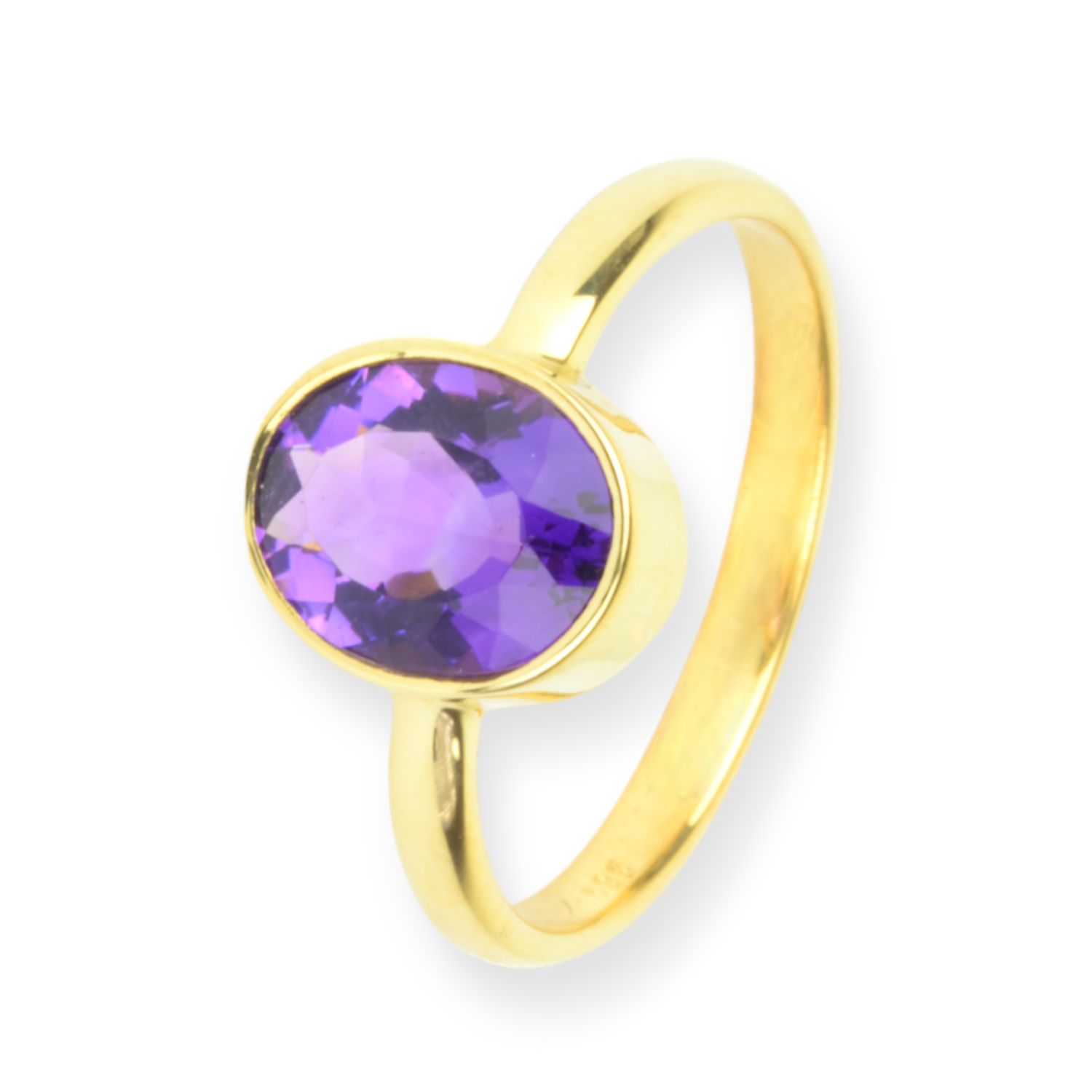 Schmidt Damenring mit ovalem Amethyst in 585 Gelbgold, Größe 56, goldfarben-violett, eleganter Schmuck