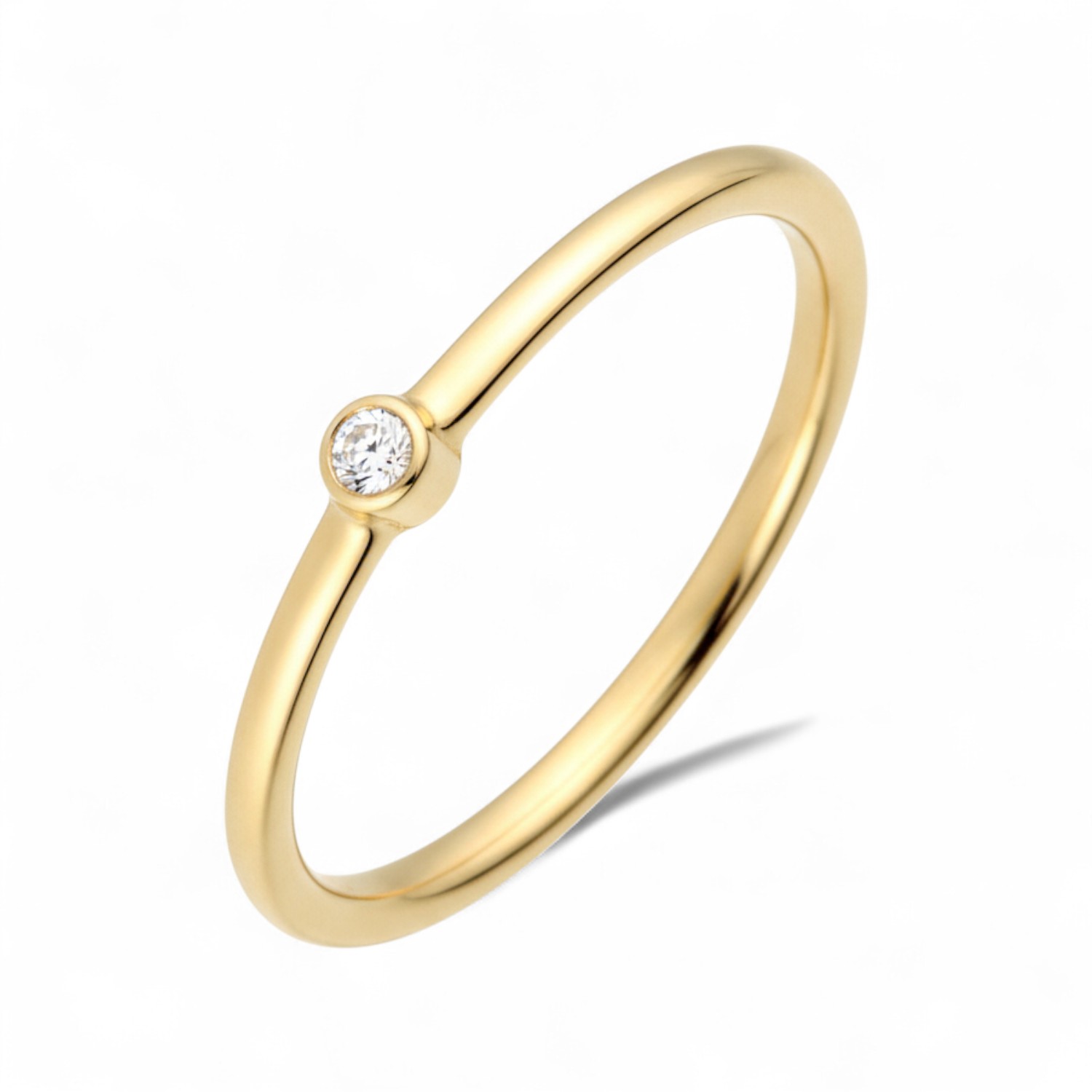 Schmidt Ring Solitär Damen 585 Gold mit 0,03ct Brillant in Top Wesselton für Verlobung, Ringgröße 52