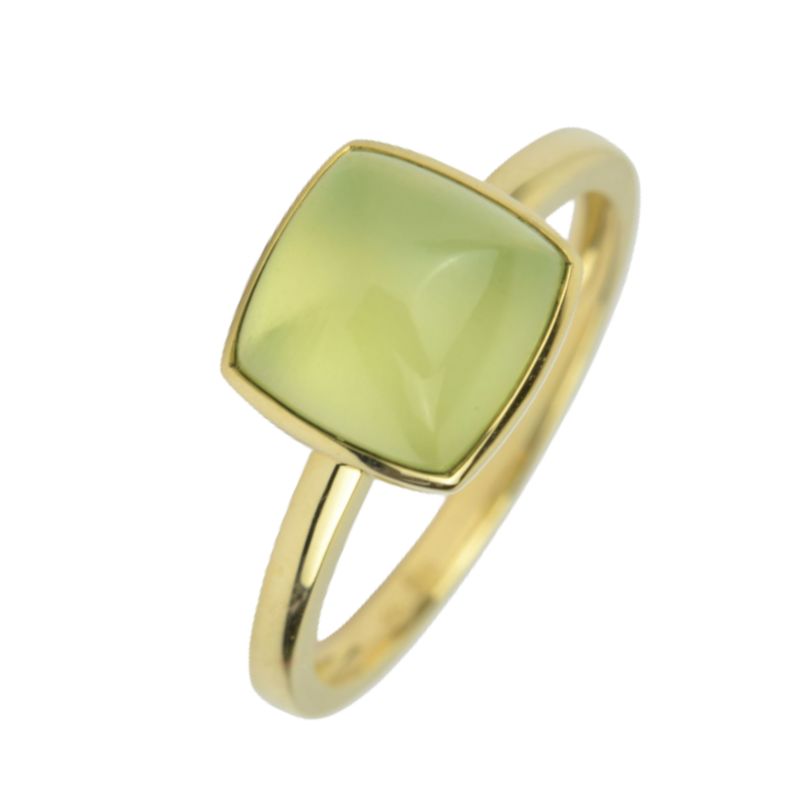 ONE MORE Damenring aus 750 Gold mit Prehnit und Perlmutt, goldfarben-grün, Größe 54