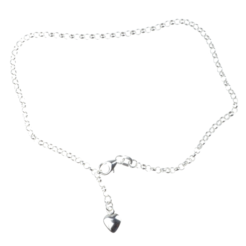 Schmidt 925 Silber Fußkette für Damen, Herz-Anhänger, 25,5 cm, silberfarben