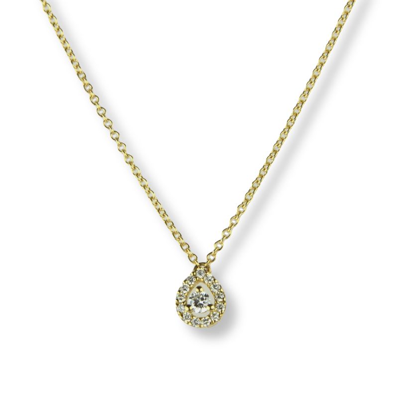 ONE MORE Halskette Damen mit goldfarbenem Tropfenanhänger und Brillant, 40+2cm, 750 Gold, 0,050ct