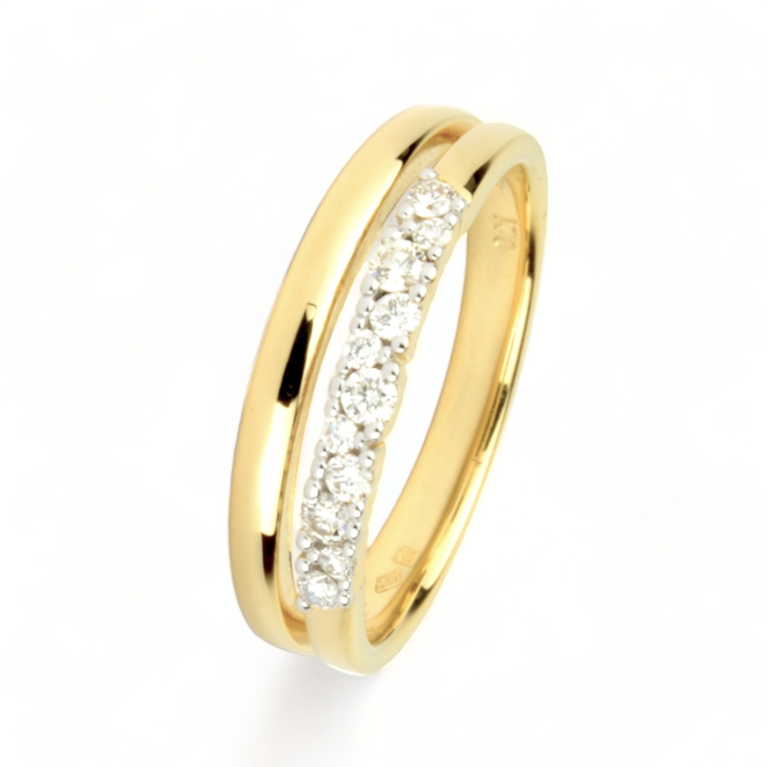 Schmidt Multiband Ring mit 11 Brillanten 0.210 ct SI in 750 Gold für Damen, goldfarben, Ringgröße 56