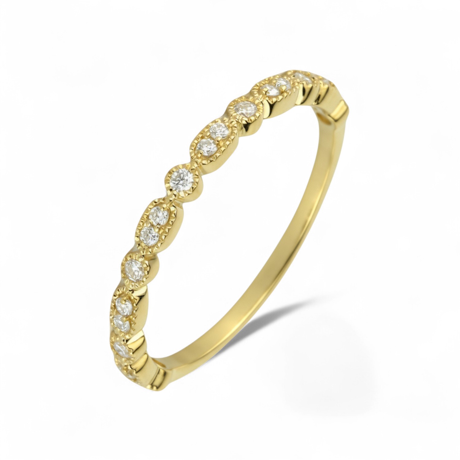 Goldring mit 19 Brillanten für Damen von ONE MORE, 750er Gold, Verlobungsring, Wesselton-Weiß, Ringgröße 54
