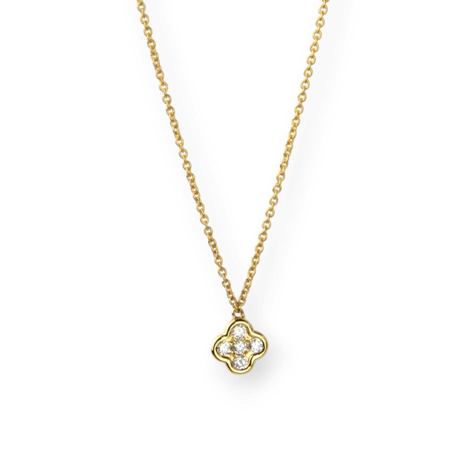 Schmidt Damen Halskette mit 5 Brillanten 0,09ct in Gold 750, 42+3cm, elegantes Motiv, feines Weiß