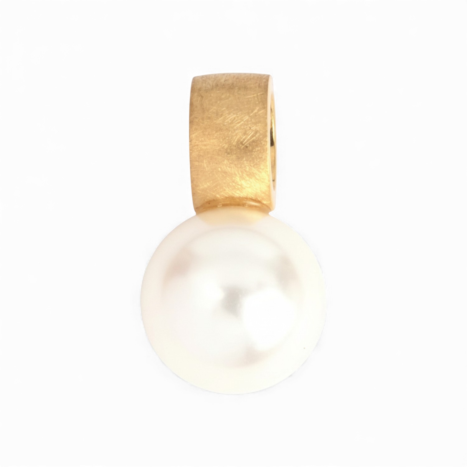Schmidt Damen Anhänger aus 750er Gold mit 9,7mm Süßwasserperle in Gold und Weiß