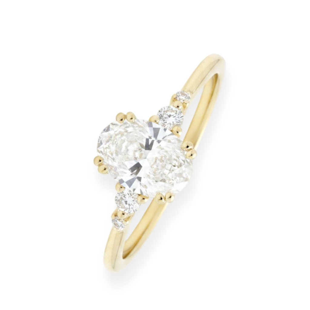 Rubin Verlobungsring Damen 585 Gold mit 4 Lab Grown Diamanten 0,07 ct Brillantschliff, Größe 53