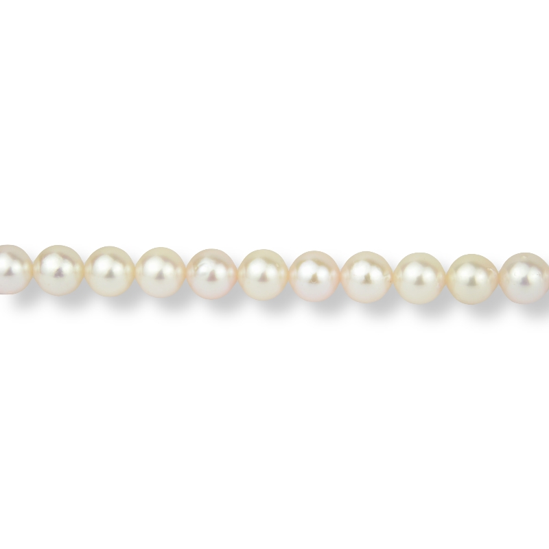 Schmidt Perlstrang mit Akoya-Zuchtperlen, 41cm Kette für Damen, weiße 7,5-8mm Perlen