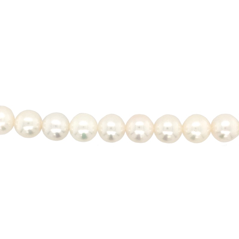 Schmidt Süßwasserperlen Kette 9-9,5mm weiß ohne Schließe, 40cm für Damen