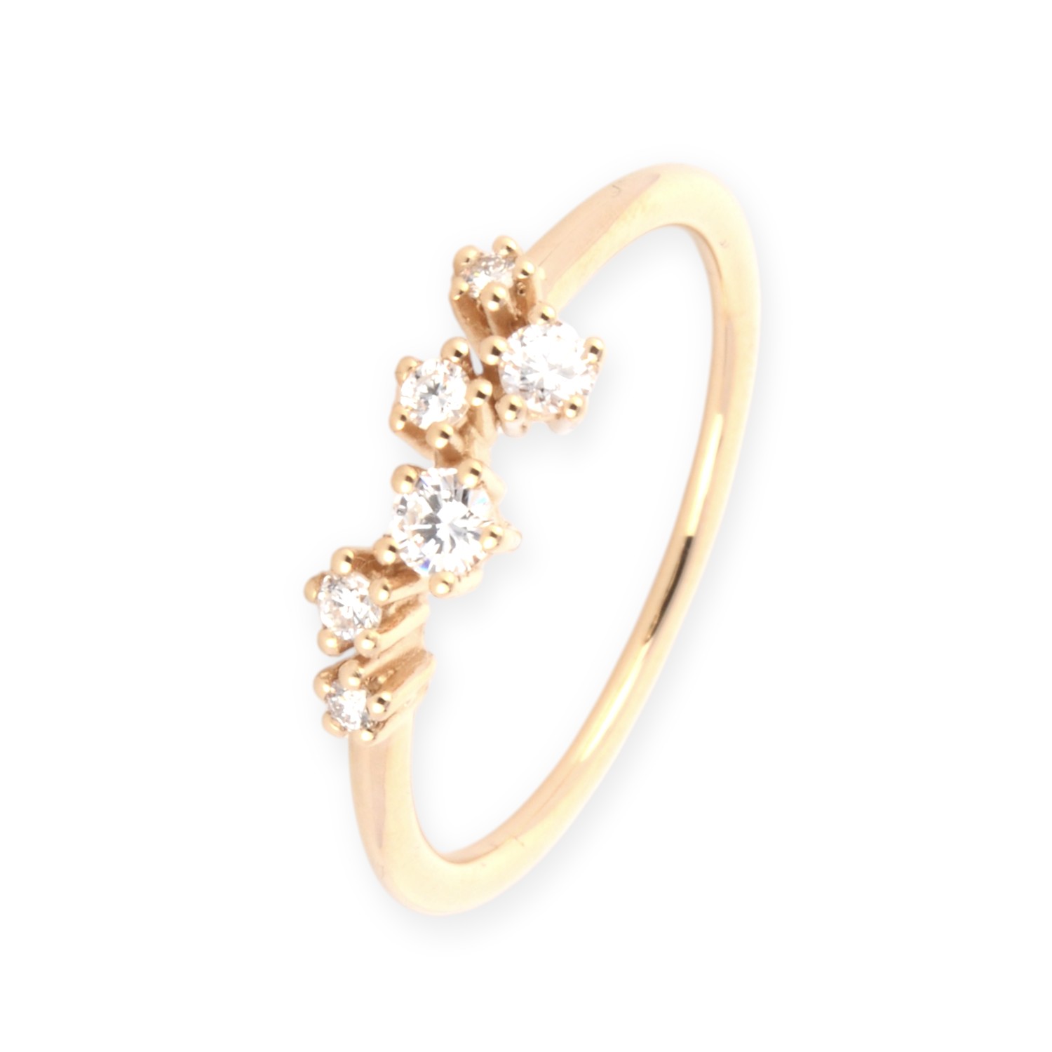 noën Sparkle Ring für Damen aus 585 Gold mit 6 Brillant-Diamanten, 0,2 Carat, Größe 56, goldfarben