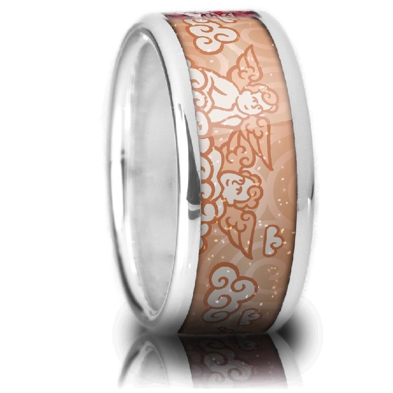 Zebra Schutzengelring creme für Damen, 925 Silber, Hauptfarbe Silber, Größe 56