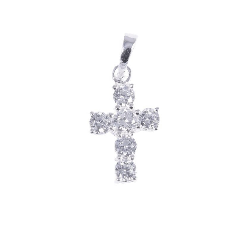 Schmidt Anhänger Kreuz aus 925 Silber für Damen mit Zirkonia, silberfarben, eleganter Schmuck