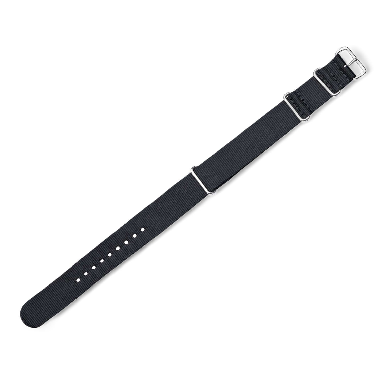 Schmidt Textilband OUTDOOR schwarz, Herren Uhrenarmband 20mm, Edelstahl Schließe, 27cm