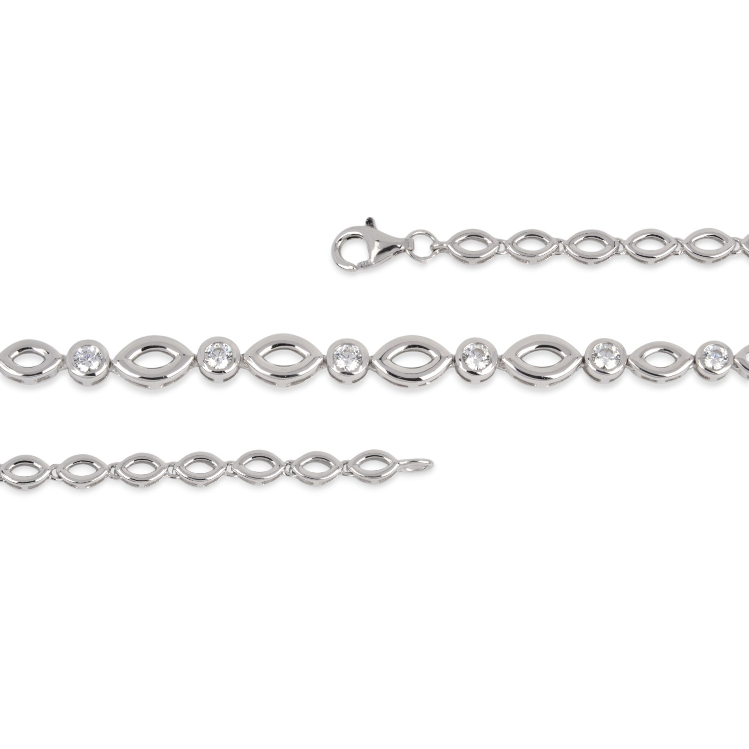 GISSER Damen Collier 925 Silber mit Zirkonia, 43cm lange Kette in Silberfarben
