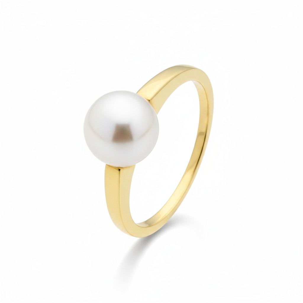 Schmidt Damenring aus 333 Gold mit 8,5mm Süsswasser-Perle in Gold und Weiß, Größe 54